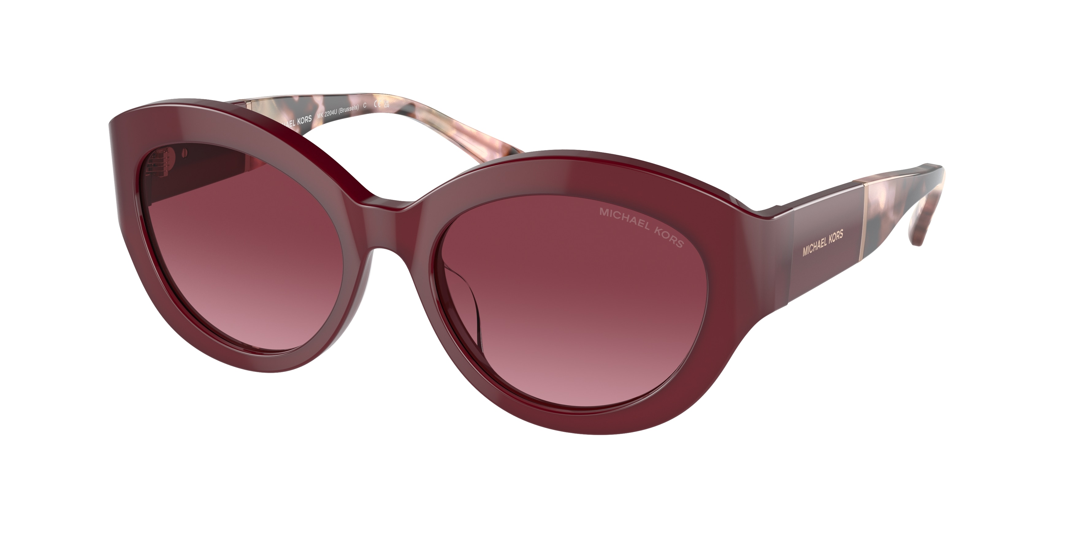 Michael Kors Femme MK2204U Brussels 39498H Lunettes De Soleil AcéTate Rouge Rouge Cat Eye Normale Ombré-image
